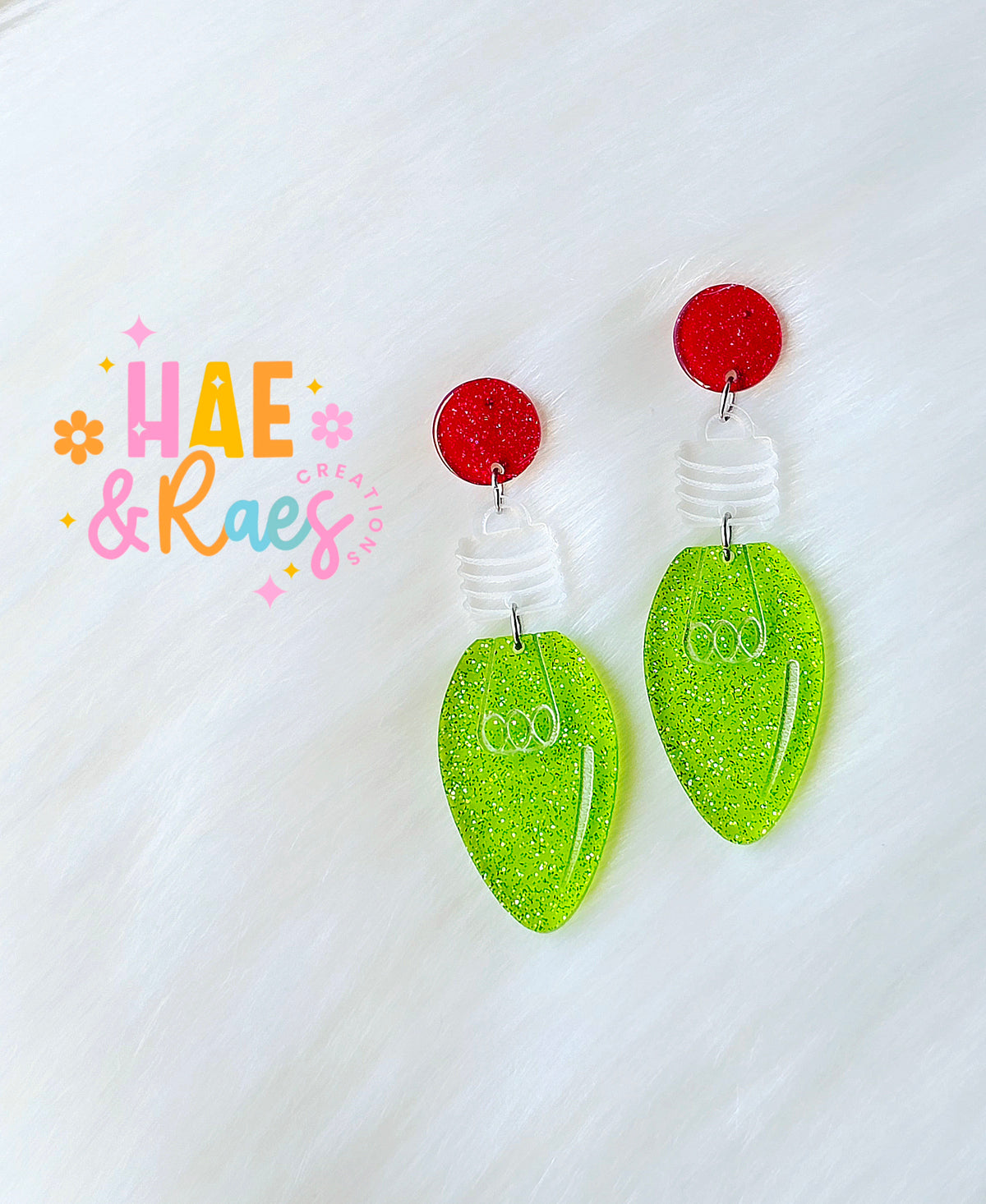 Green Christmas Bulb Earrings