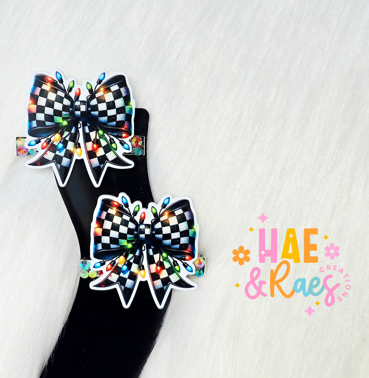 Checkered Christmas Hairclips