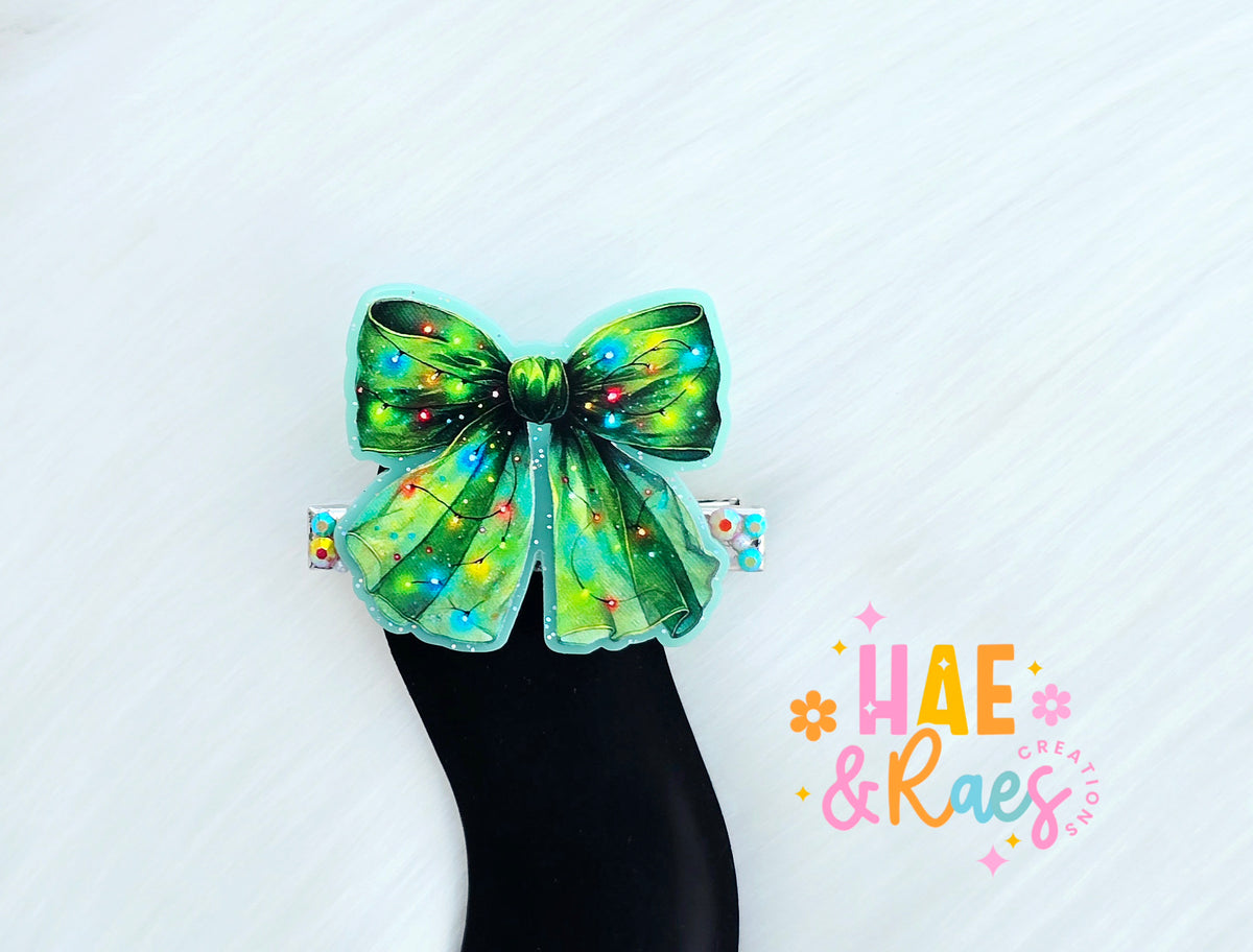 Christmas Light Bow Hairclip (SINGLE)