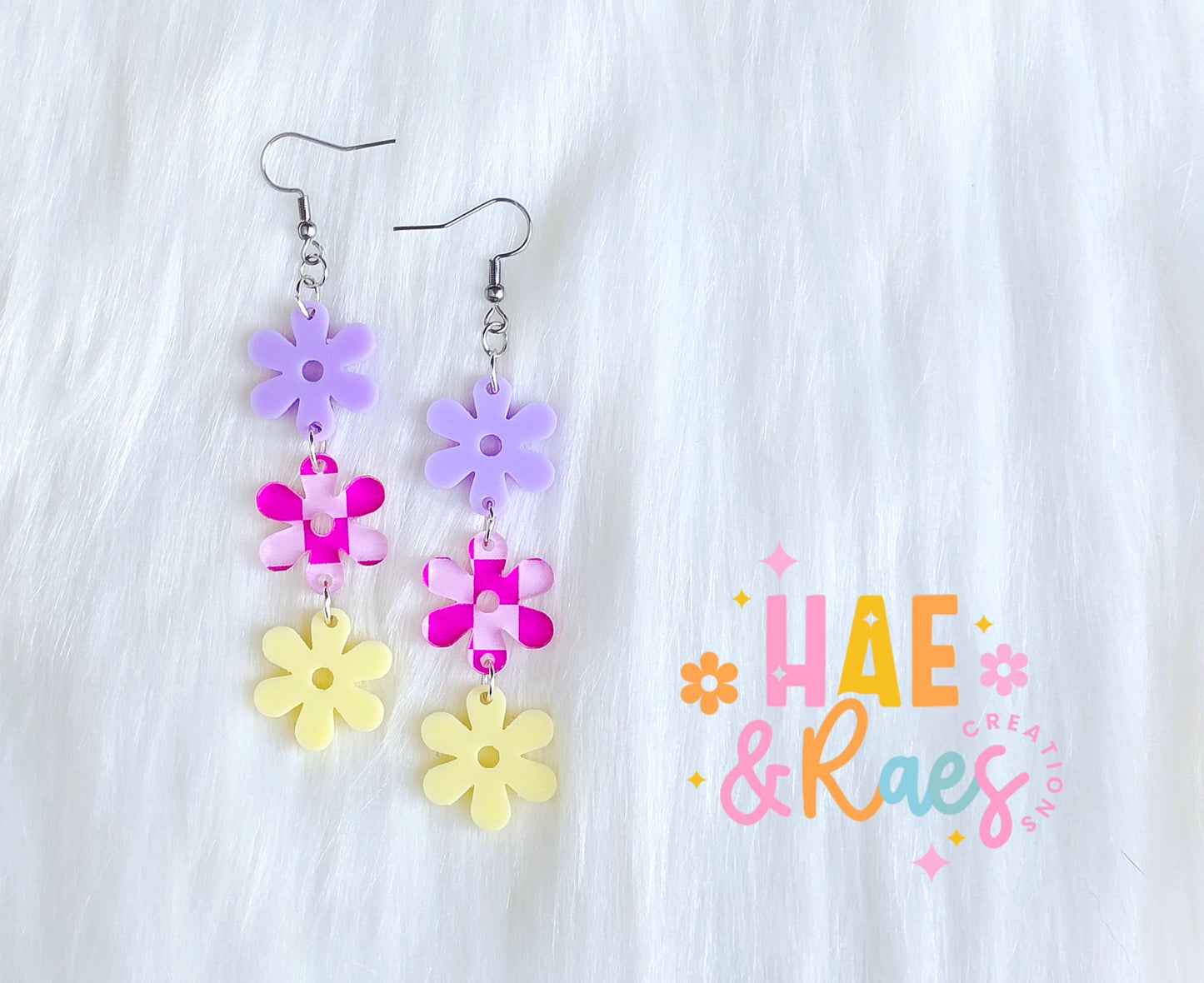 Checkered Pastel Earring Stacks