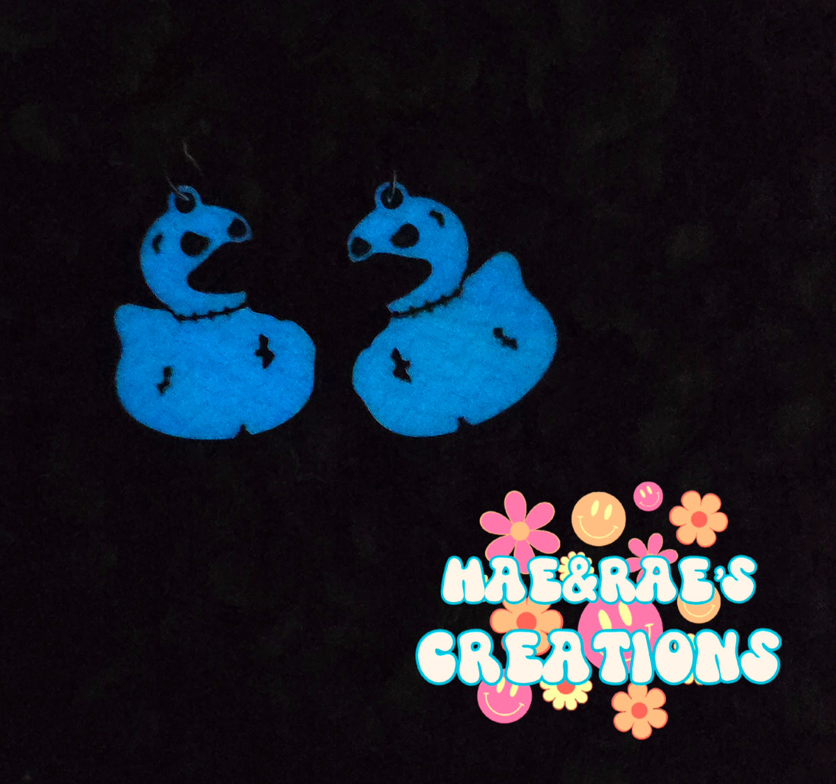 Glow in the Dark Zombie Duck Earrings