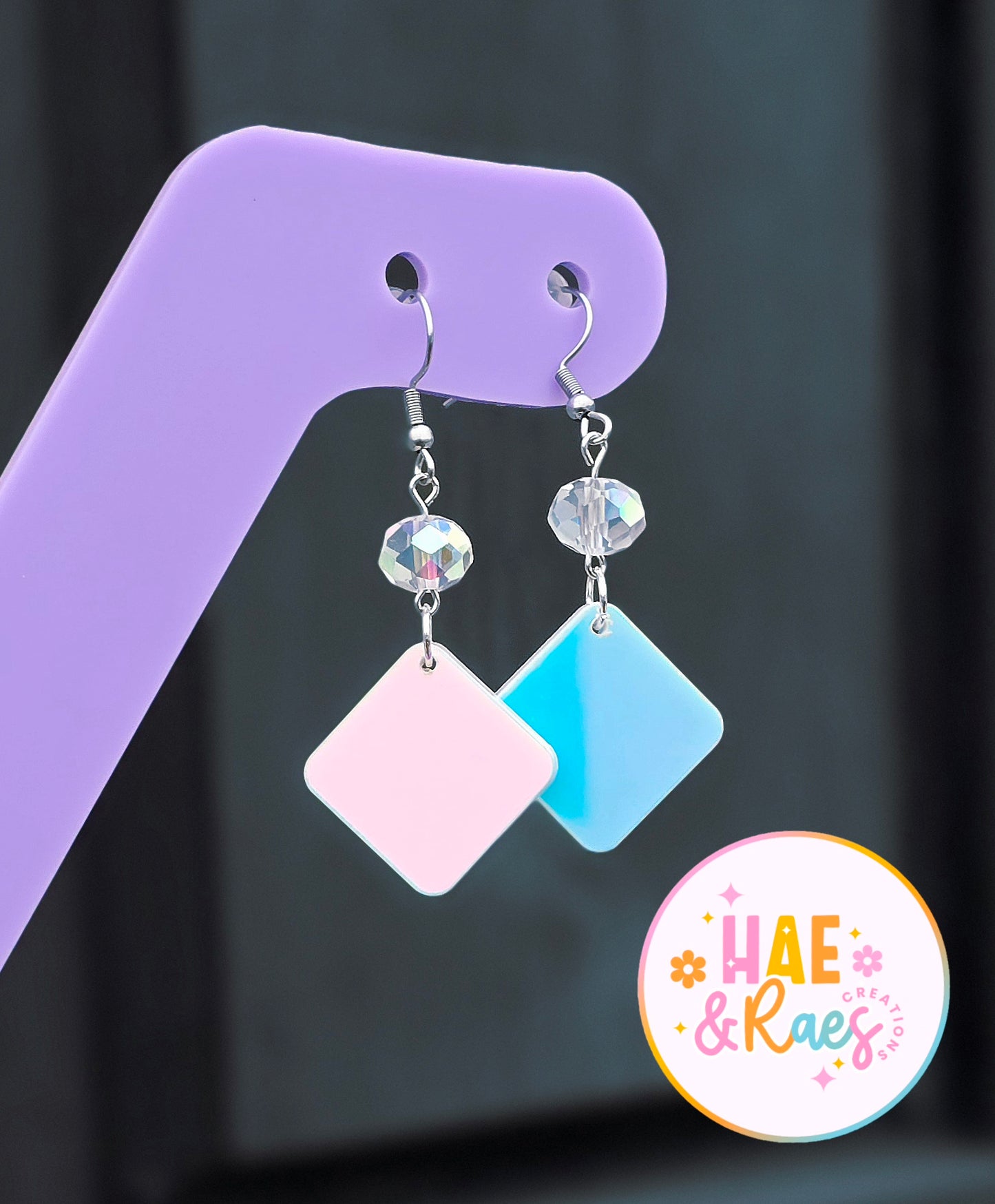 Holo. Square Stacked Earrings