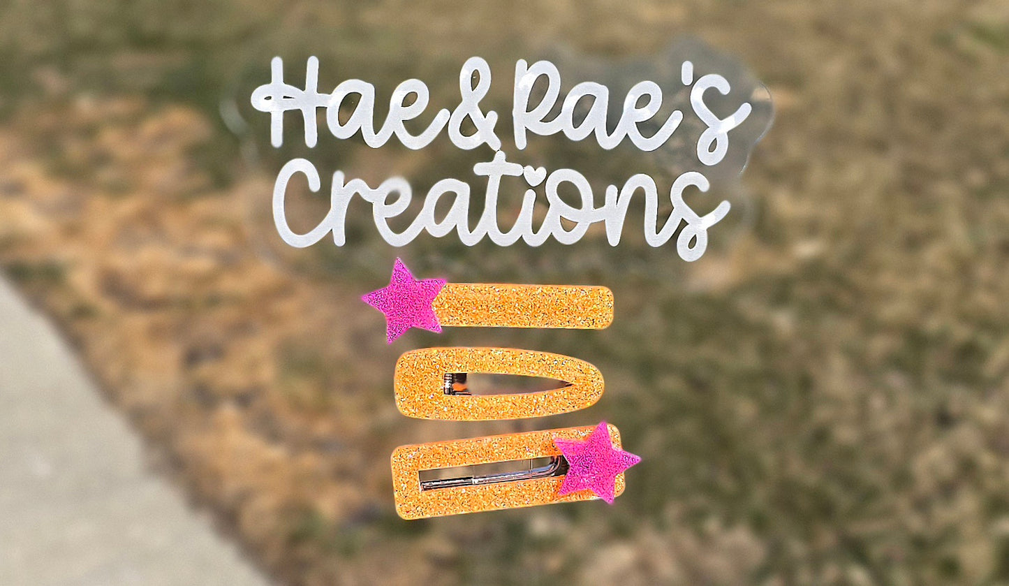Neon Star Hairclips (Orange)