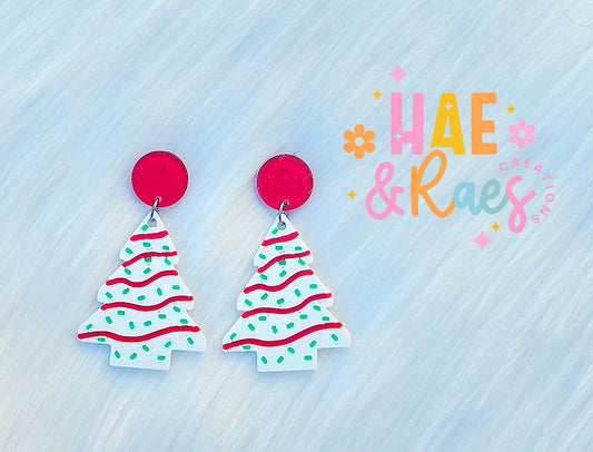 Christmas Cake Earrings - Red