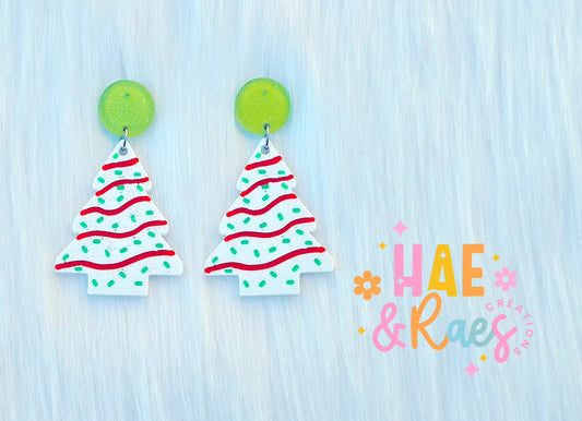 Christmas Cake Earrings - Green