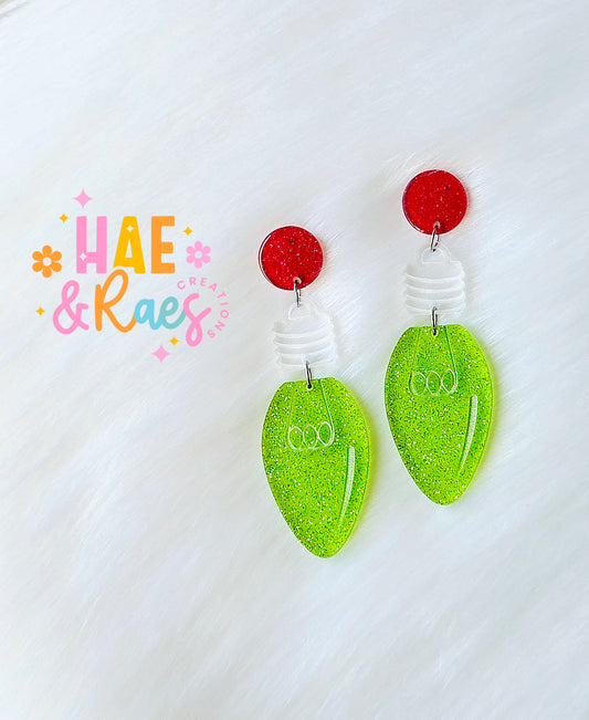 Green Christmas Bulb Earrings