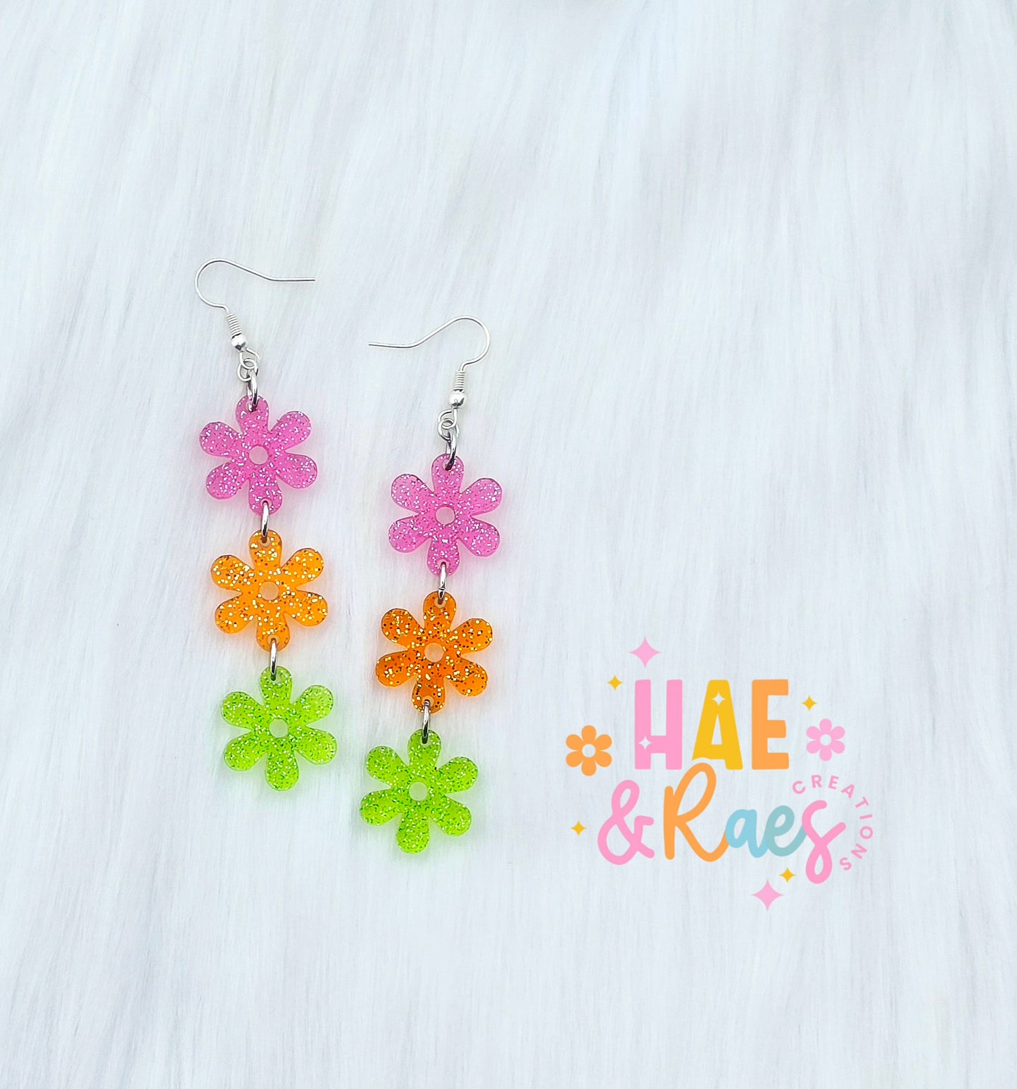 Glitter Floral Earring Stacks