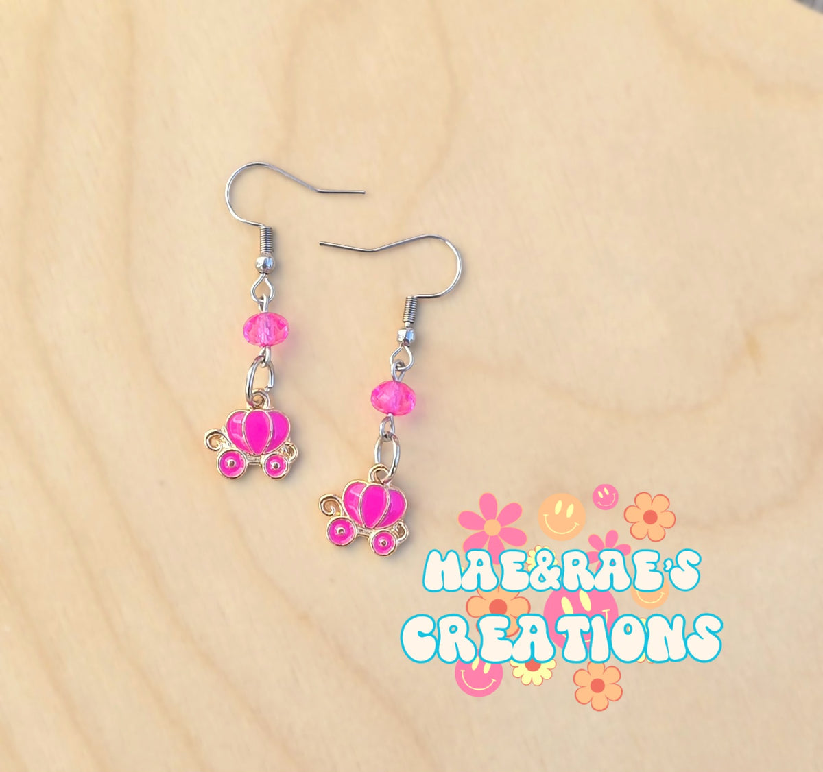 Pumpkin Carriage Enamel Earrings - 4 Styles