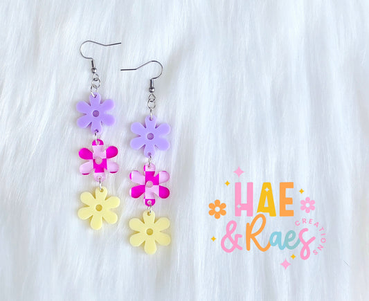 Checkered Pastel Earring Stacks