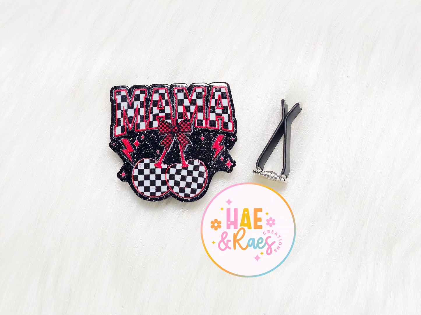 Cherry Checkered Mama Vent Clip