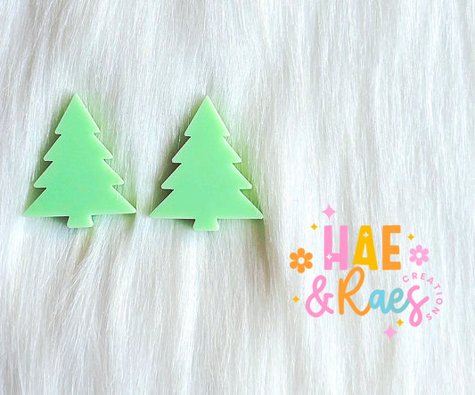 Green Christmas Tree Studs