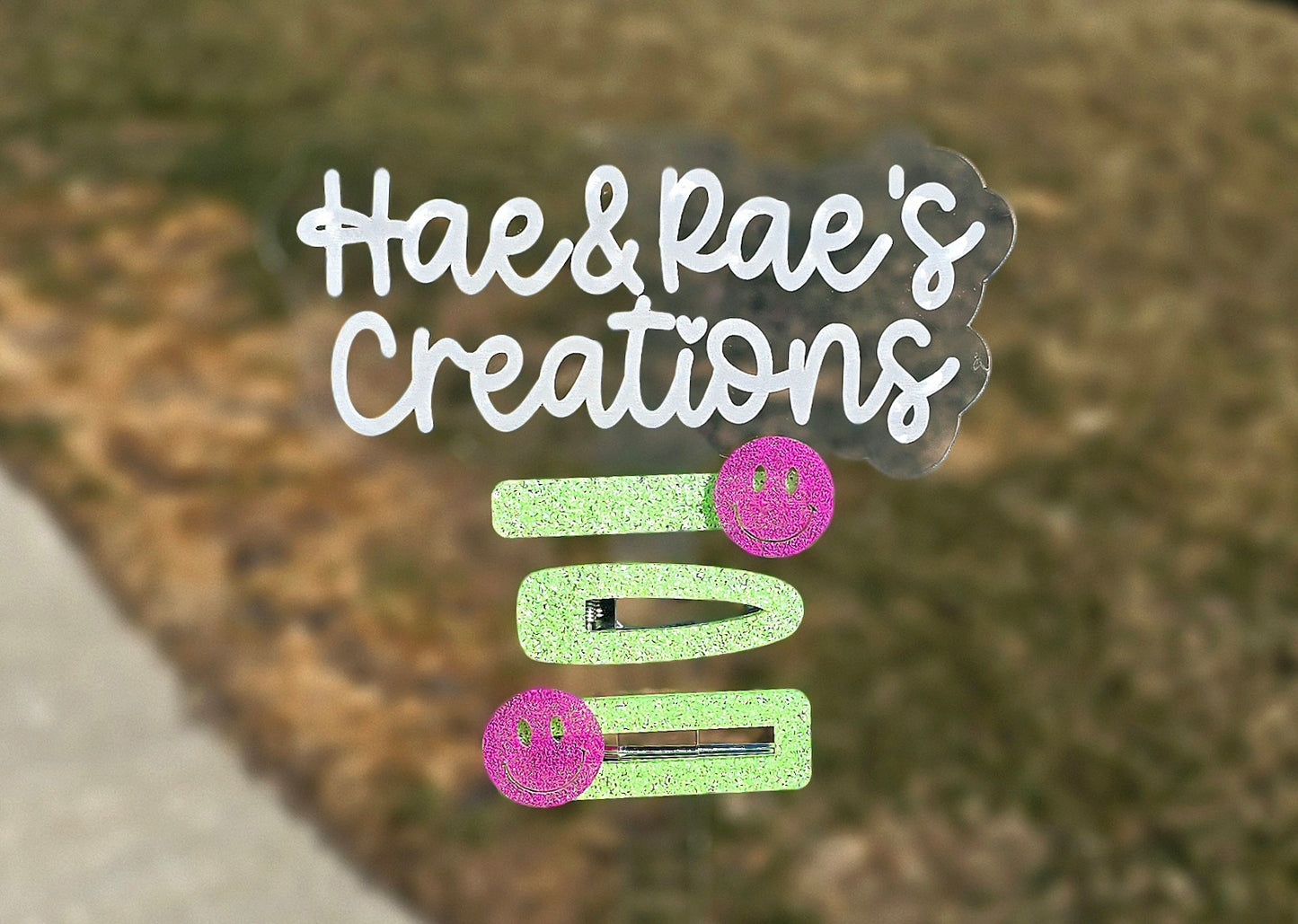 Neon Smiley Hairclips