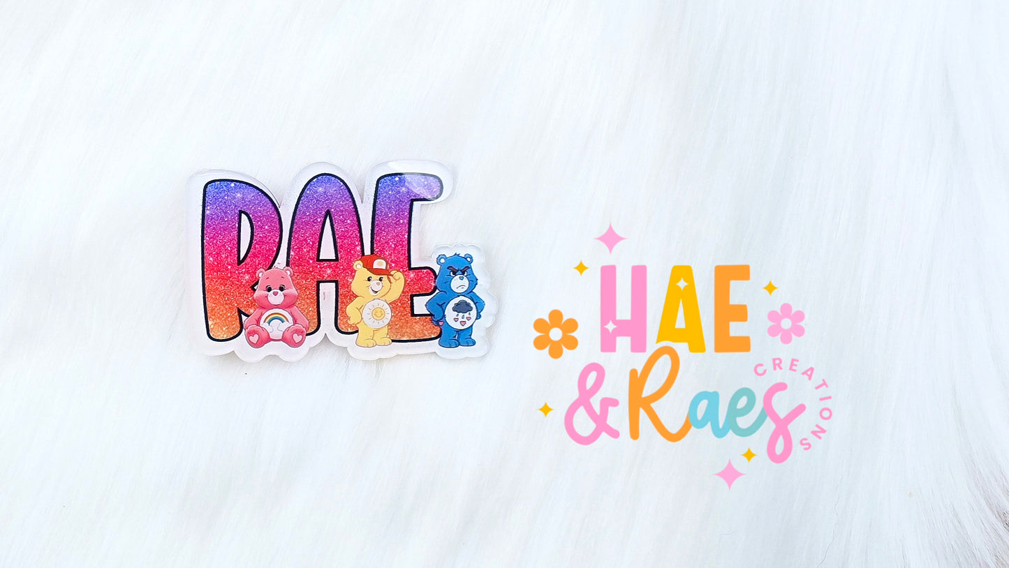 RAINBOW Bear Name Clip - 3 inches