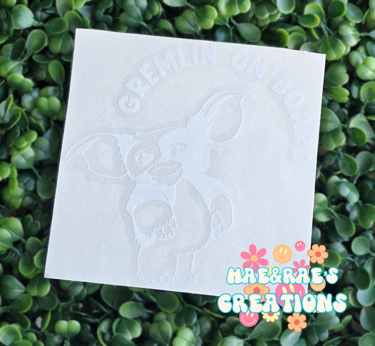 Gremlin on Board Decal - 5in - White