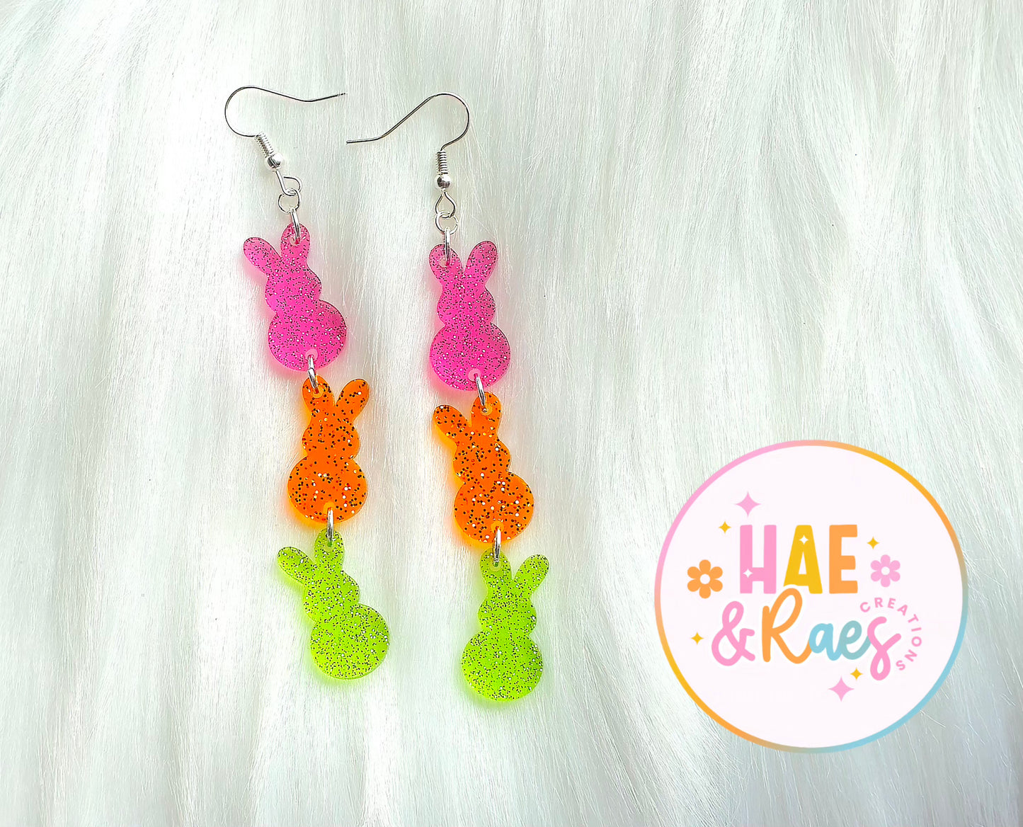 Neon Bunny Trio Earrings