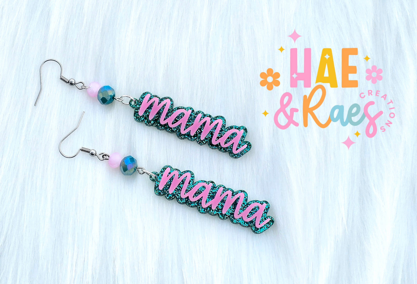 Teal&Pink Mama Earrings