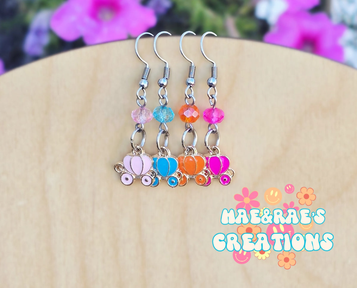 Pumpkin Carriage Enamel Earrings - 4 Styles