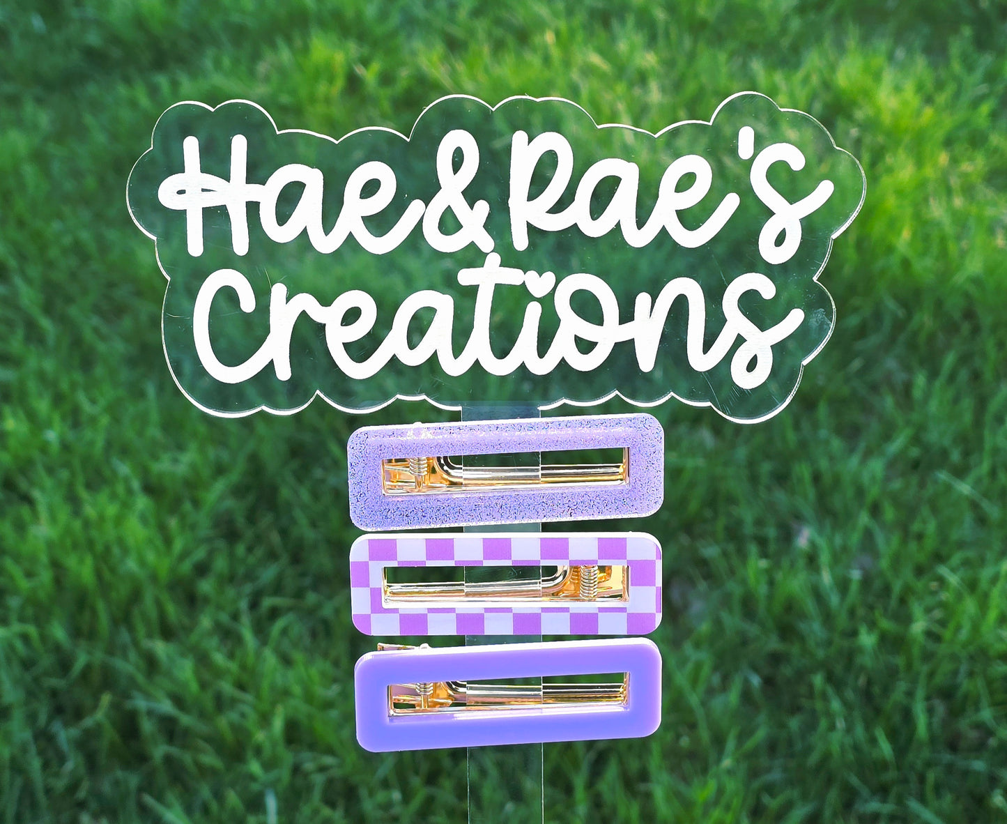 Checkered Lilac Hairclips