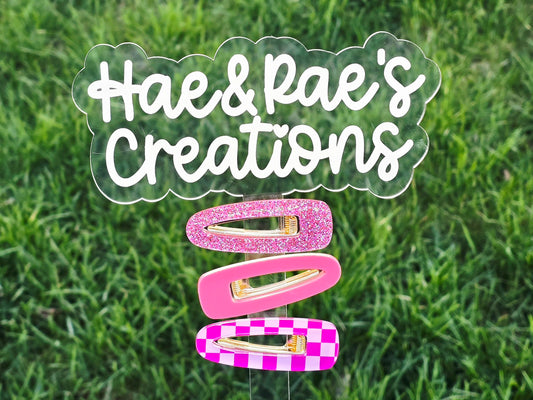 Checkered Sweet Pea Pink Hairclips