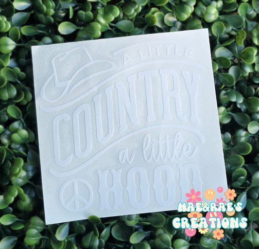 Little Country, Little Hood Decal - 5in - White