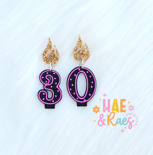 BIRTHDAY CANDLE Earrings (Black&Pink)