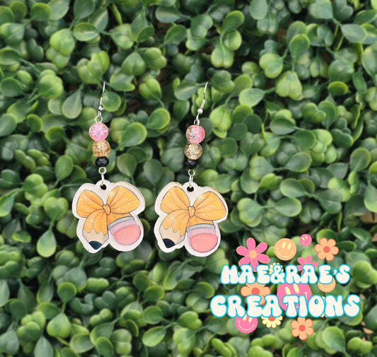 Pencil Bow Earrings ✏️ - 2 Styles
