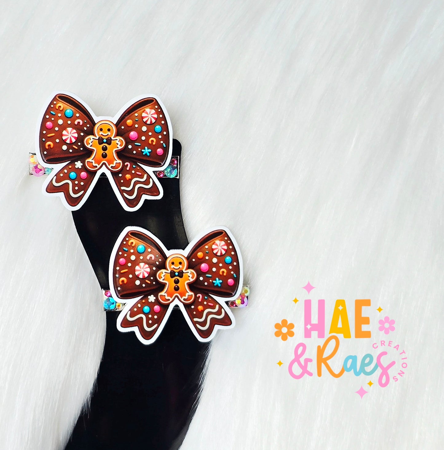 "Gingerbread Bow" Hair Clips