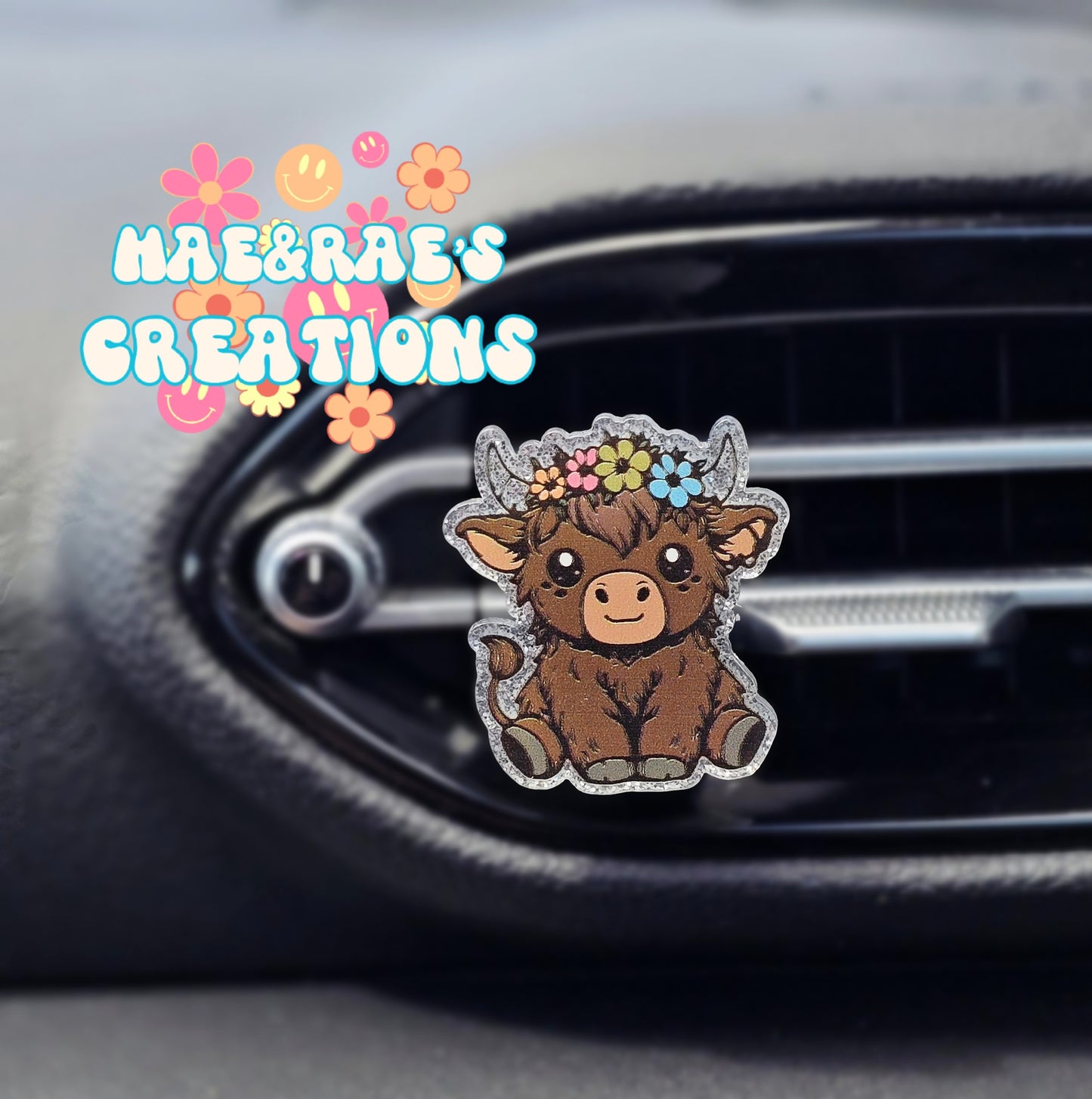 Flower Cow Vent Clip