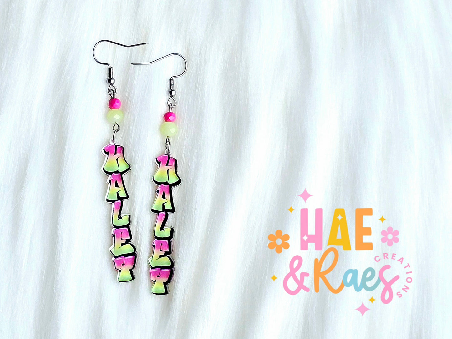 Custom Neon Name Earrings