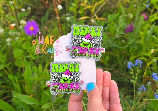 Grinchmas in Pink Hairclips