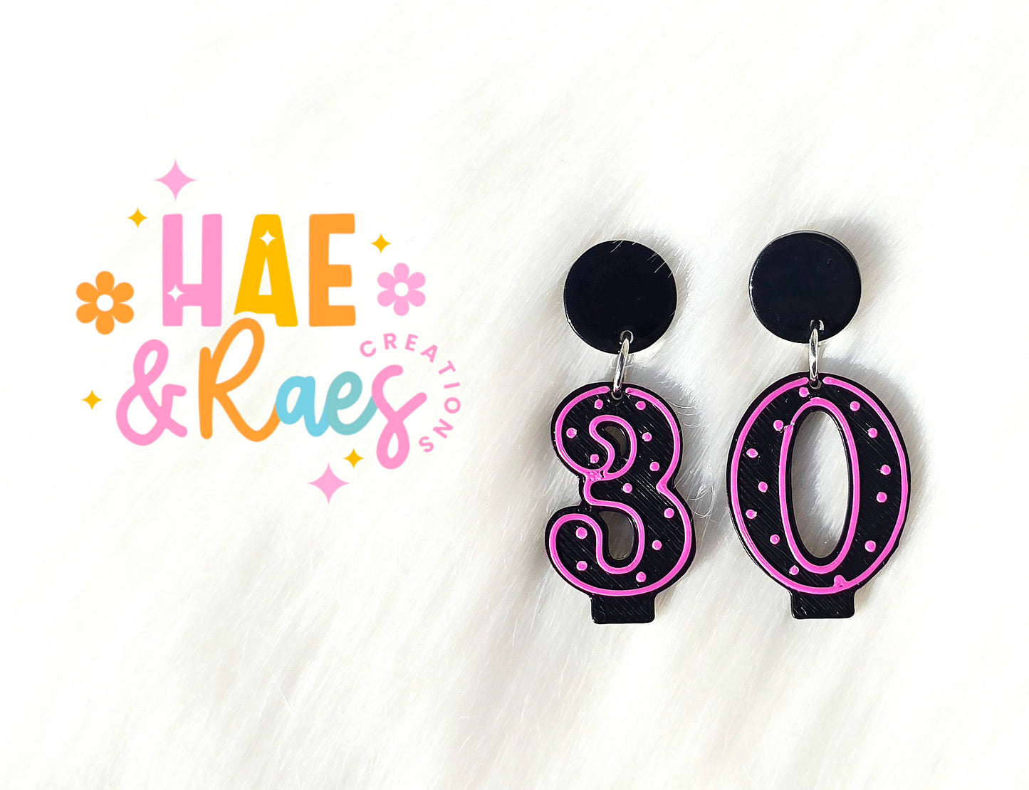 BIRTHDAY CANDLE Earrings (Black&Pink)