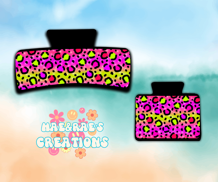 Neon Leopard Claw Clip