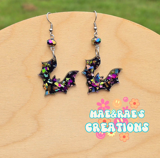 Shattered Rainbow Bat Earrings