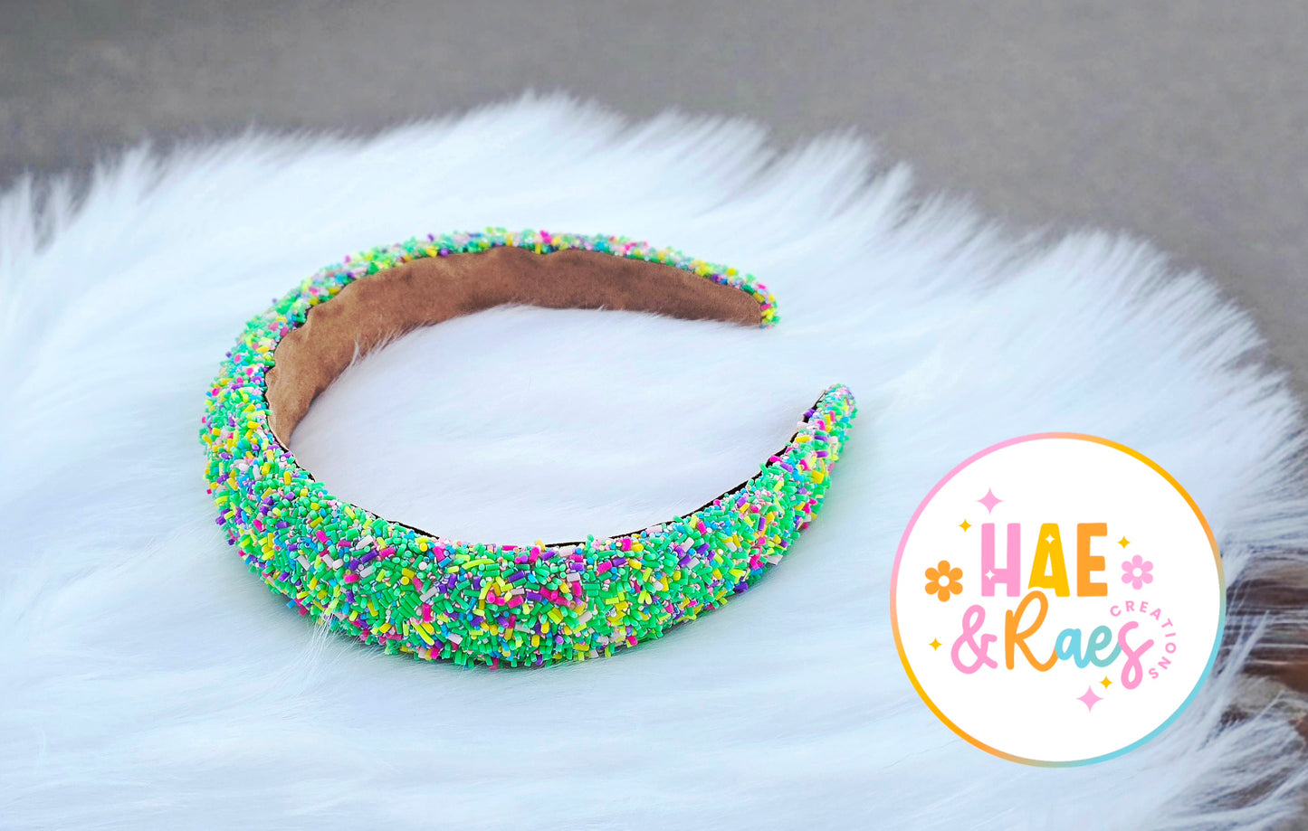 "Sprinkled Green" Neon Headband