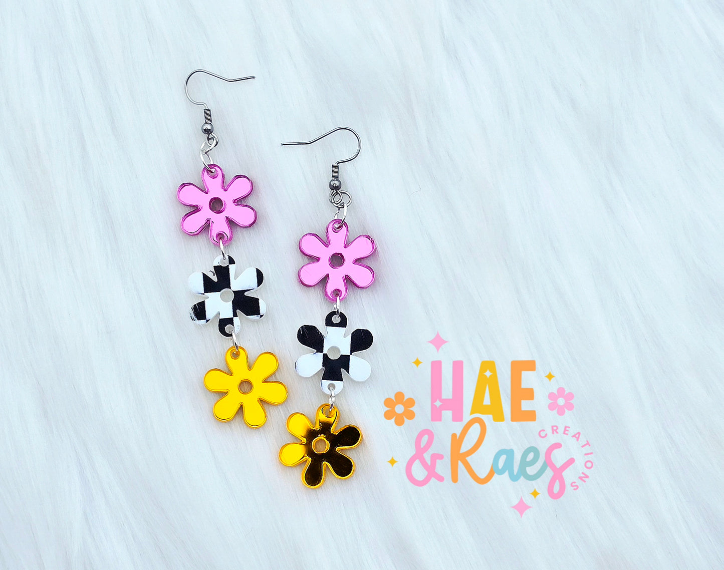 Checkered Reflection Earring Stacks