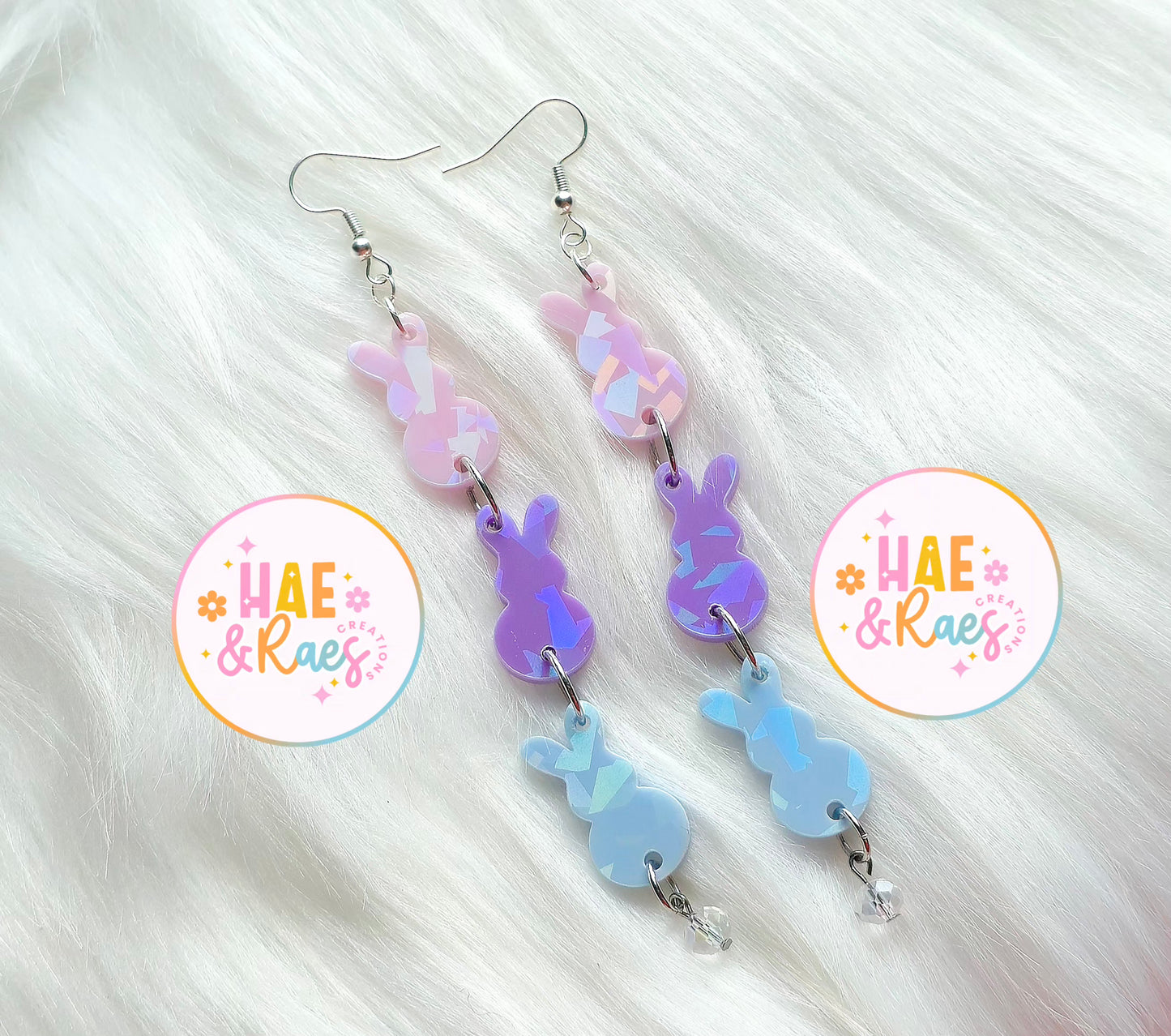 Pearled Pastel Bunny Trio Earrings