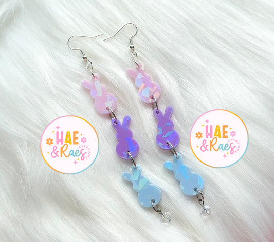 Pearled Pastel Bunny Trio Earrings