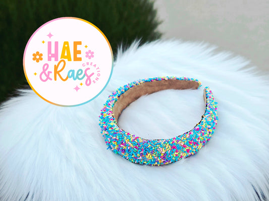 "Sprinkled Blue" Neon Headband