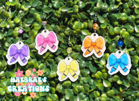 Crayon Bow Earrings 🖍 - 7 Colors